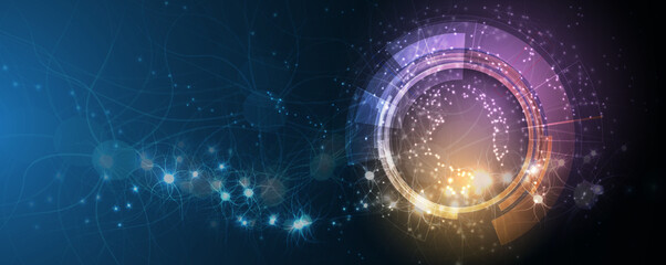 Quantum processing. Deep learning artificial intelligence. Future new technology  for business or science presentation