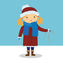 the girl was upset because of the torn rope