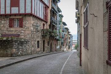 Architecture of the streets of the Hondarribia, Spain