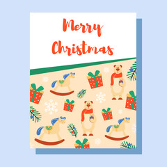 Modern universal art templates. Christmas card with cute elements. Vector illustration.