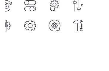 Single line icon of search gear on isolated white background. High quality editable stroke for mobile apps, web design, websites, online shops etc. 