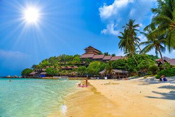 People swimming on Haad Yao beach, Koh Phangan island, Suratthan