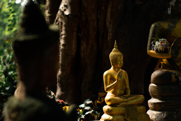 Close up buddha statue at Thai temple