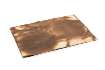 Burnt paper isolated on a white background.