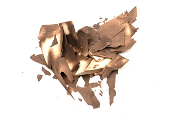 Burnt paper isolated on a white background.