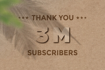 3 Million  subscribers celebration greeting banner with Card Board Design