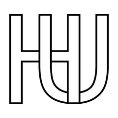 Logo sign hu uh icon, nft interlaced letters u h