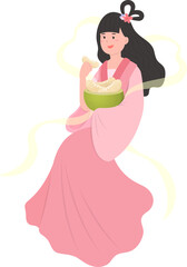Chinese fairy or goddess: Chang'e, elements of mid-autumn festival, traditional asian festival or legend