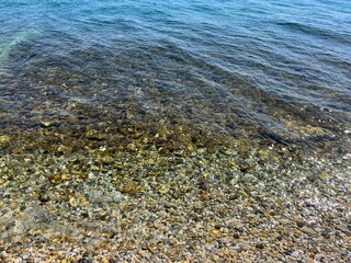 sea pebble  background, natural pebble coast