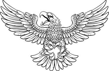 Obraz premium Bald Eagle Hawk Flying American Football Mascot