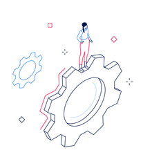 Online service - line design style isometric banner