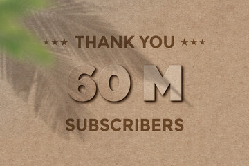60 Million  subscribers celebration greeting banner with Card Board Design
