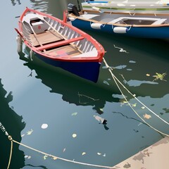 Fototapeta na wymiar Illustrazione di arte digitale generata dall'intelligenza artificiale di porto sul lago di Garda