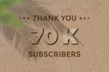 70 K  subscribers celebration greeting banner with Card Board Design