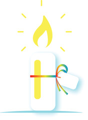 Candle with a card and ribbon with rainbow colors illustration vector for Christmas and xmas
