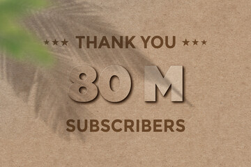 80 Million  subscribers celebration greeting banner with Card Board Design