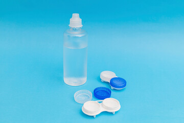 Eye lenses in a blue box on a blue background