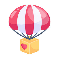 A modern 2d icon of parachute