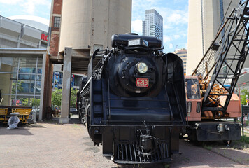 Antique locomotive on display at the Railway Museum in Toronto, Canada