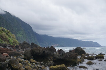 The cliff, reef and sea