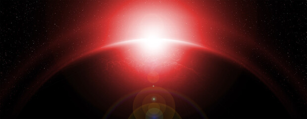Planet orbiting a red dwarf star space background wallpaper