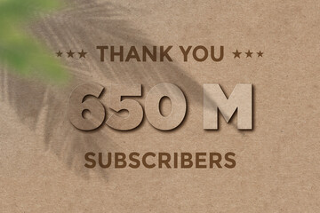650 Million  subscribers celebration greeting banner with Card Board Design