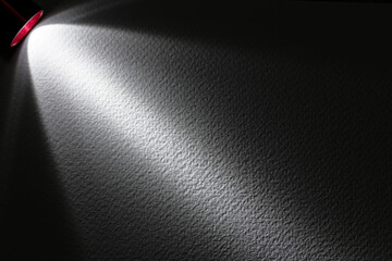 LED black flashlight for background. abstract spotlight on white texture. picture backdrop for add showcase premium product or add text message. - obrazy, fototapety, plakaty