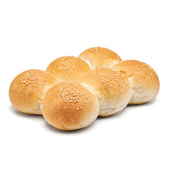 bun with sesame seeds on white background
