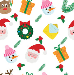 set of christmas icons,seamless pattern with christmas attributes