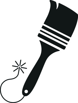 Paintbrush with a running fuse icon vector illustration