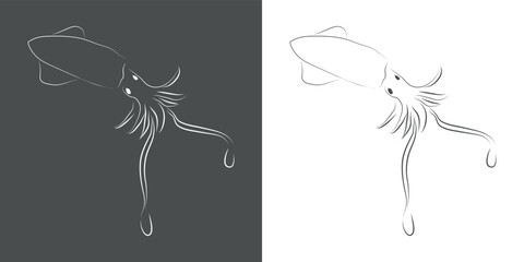 Logo marisco. Calamar lineal aislado © teracreonte