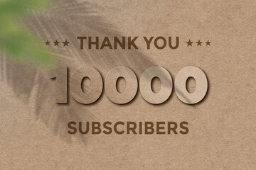 10000 subscribers celebration greeting banner with Card Board Design