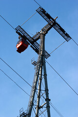 View of cable car cabin against the blue sky in Antalya, Turkey