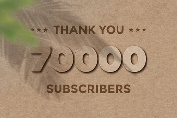 70000 subscribers celebration greeting banner with Card Board Design