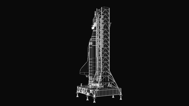 Space Rocket on launch pad. 4k 60fps seamless loop