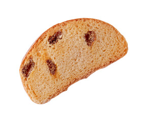 Sweet hard chuck cracker with raisins on white background