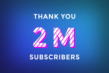 2 Million subscribers celebration greeting banner with Stripe Design