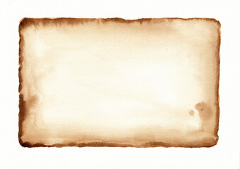 Old sheet. Hand made art painting with coffee on watercolor paper texture. Coffeedrawn collection. Raster
