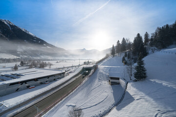Snow mountains landscape