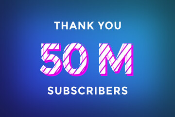 50 Million  subscribers celebration greeting banner with Stripe Design
