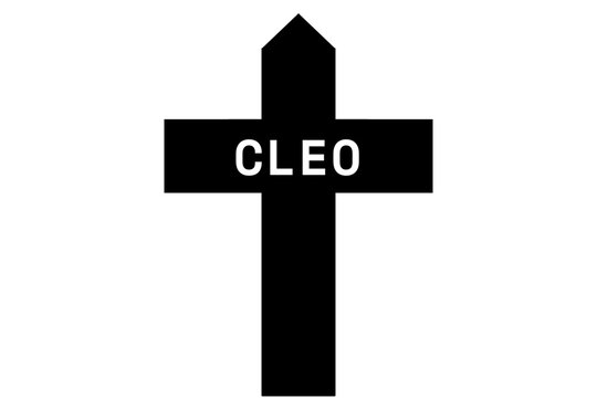 Cleo: Illustration eines schwarzen Kreuzes mit dem Vornamen Cleo