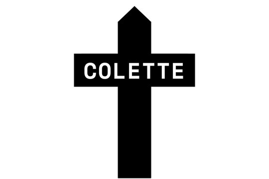 Colette: Illustration eines schwarzen Kreuzes mit dem Vornamen Colette