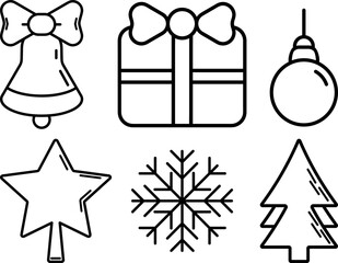 A set of minimalistic icons on the theme of Christmas and New Year in vector