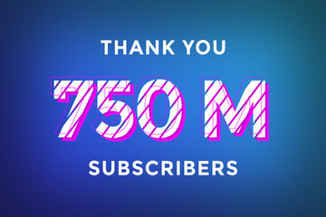 750 Million  subscribers celebration greeting banner with Stripe Design