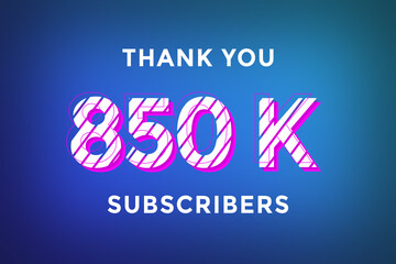 850 K  subscribers celebration greeting banner with Stripe Design