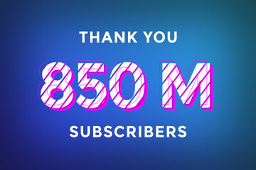 Obraz premium 850 Million subscribers celebration greeting banner with Stripe Design