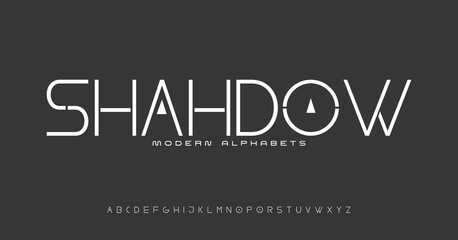 Obraz premium Modern Sports tech font typography. MINIMAL vector typeface for a company. Minimal gaming fonts for logo design.