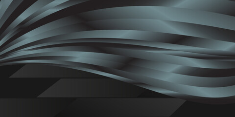 Shiny dynamic light waves illustration vector. Futuristic black Silver color abstract twisted lines design in black gradient background