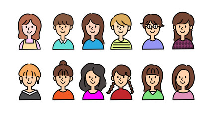 いろんなタイプの人々のイラストアイコン