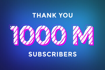 1000 Million subscribers celebration greeting banner with Stripe Design